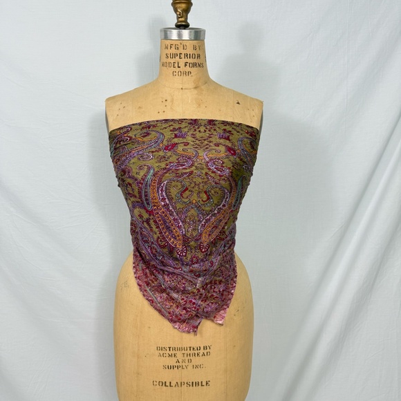 Purple Paisley Silk Scarf 42" X 42" Shirt * Skirt * Swim Suit Cover-Up - Picture 2 of 12